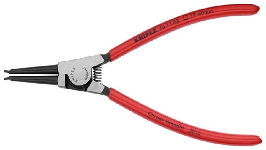 KNIPEX Knaibles taisnās SEGER sprostgredzeniem, profils: ārējās, knaibļu atvērums: 19-60mm